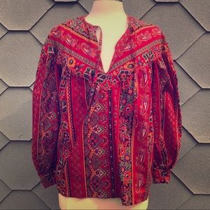 Red Floral Blouse